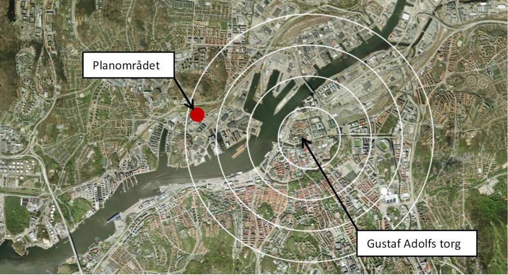 3 Beskrivning av detaljplaneförslaget 3.1 Lokalisering Planområdet är beläget centralt i Göteborgs stad och upptar en yta av cirka 7,5 hektar, varav 1,5 hektar utgörs av grönområde.