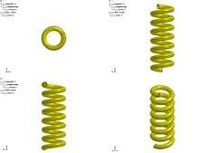 Figur 7. Exempel på fjädergeometri och detalj över ett automatiskt skapat elementnät för optimeringen. Notera det excentriska hålet i fjädern.