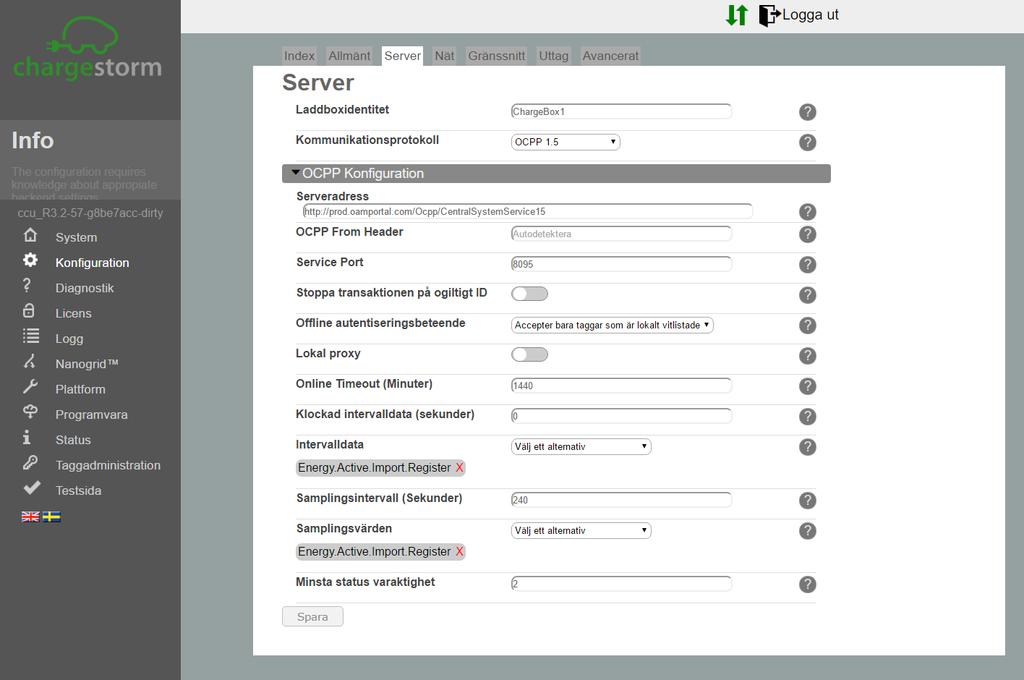 Installationsmanual Chargestorm Connected Sida 10 Figur 14 Konfiguration till portal 6.5 RFID För att tillåta laddning för vissa användare kan RFID användas.