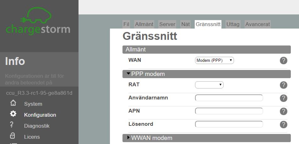 Tryck på knappen spara (längst ner). Figur 12 3G konfiguration WWAN modem WWAN är ett 3G-mode. Använd hellre WWAN än PPP läge beskrivet I förra kapitlet då det påvisat bättre robusthet.