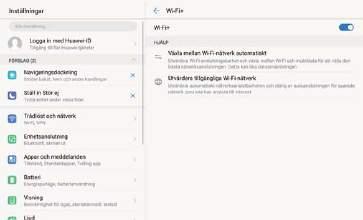Wi-Fi och nätverk Wi-Fi Wi-Fi+: din smarta anslutningsassistent Wi-Fi+ ansluter intelligent till Wi-Fi-nätverk för att spara mobil dataöverföring.