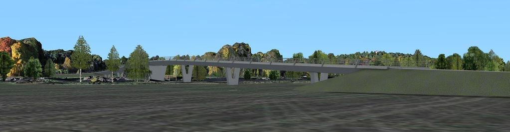 Fyrisån. Vägen/bron är i figurerna placerad i mitten av vägreservatet.