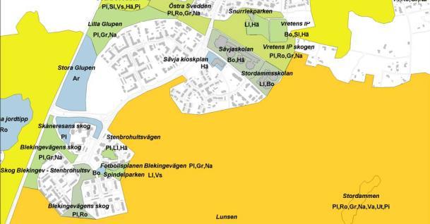 Sävja, kan tänkas vara det som för boende i dessa områden motsvarar en park. De nordligaste delarna av Lunsen används även flitigt av skolor och förskolor 10 (se Figur 22).