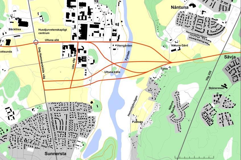 ALTERNATIV FÖP:en innehöll två vägkorridorer, se Figur 8. Varje korridor hade två alternativ gällande transportslag. BORTVALDA ALTERNATIV En miljökonsekvensbeskrivning ska enligt 6 kap.
