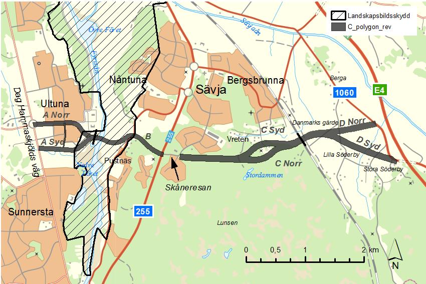 och var på impediment och moränkullar finns längs småvägarna rester efter tidigare alléer.