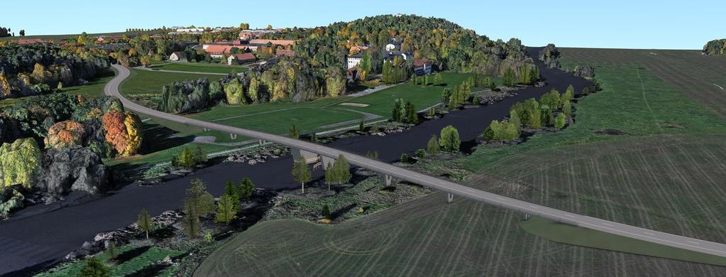 Figur 15. Vägreservat A Norr sett snett ovanifrån från östra sidan om Fyrisån. Alternativ A Syd medför en ny infrastrukturförbindelse i det öppna landskapet mellan Ultuna och Sunnersta.