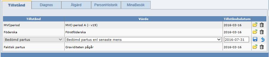 När man valt att visa ett besök kan man, ändra, ta bort, kopiera ett redan skickat besök eller skriva ut en besökskvittens. Genom att ändra någon eller några parametrar, taxakod, datum etc.
