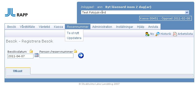 Reservnummer Det krävs att din RAPP-behörighet är utökad med