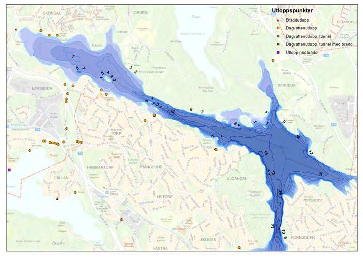 9 3 OMRÅDESBESKRIVNING Enligt Miljöbarometern Stockholm är tillrinningsområdets yta 4897 ha och sjöytan 571 ha.