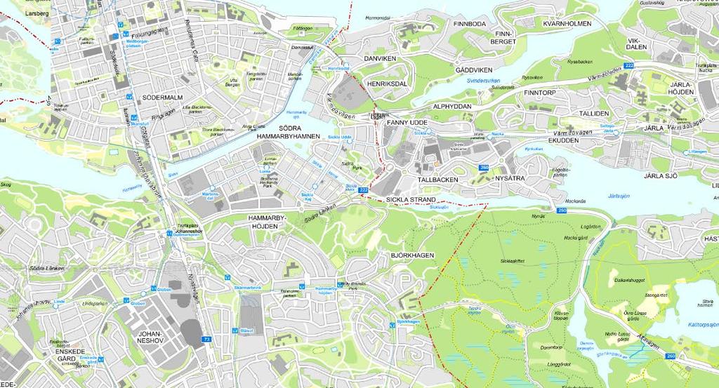 6(27) 2.1 Sträckan Gullmarsplan-Sickla 2.1.1 Nuläge Gullmarsplan Gullmarsplan är en av Stockholms största bytespunkter i kollektivtrafiken.