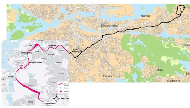 13(27) Kopplat till de nya tunnelbanestationerna i Nacka kommer kollektivtrafiken att byggas ut på flera sätt: Saltsjöbanan rustas upp och en förstärkning av busstrafiken genomförs för att förbättra