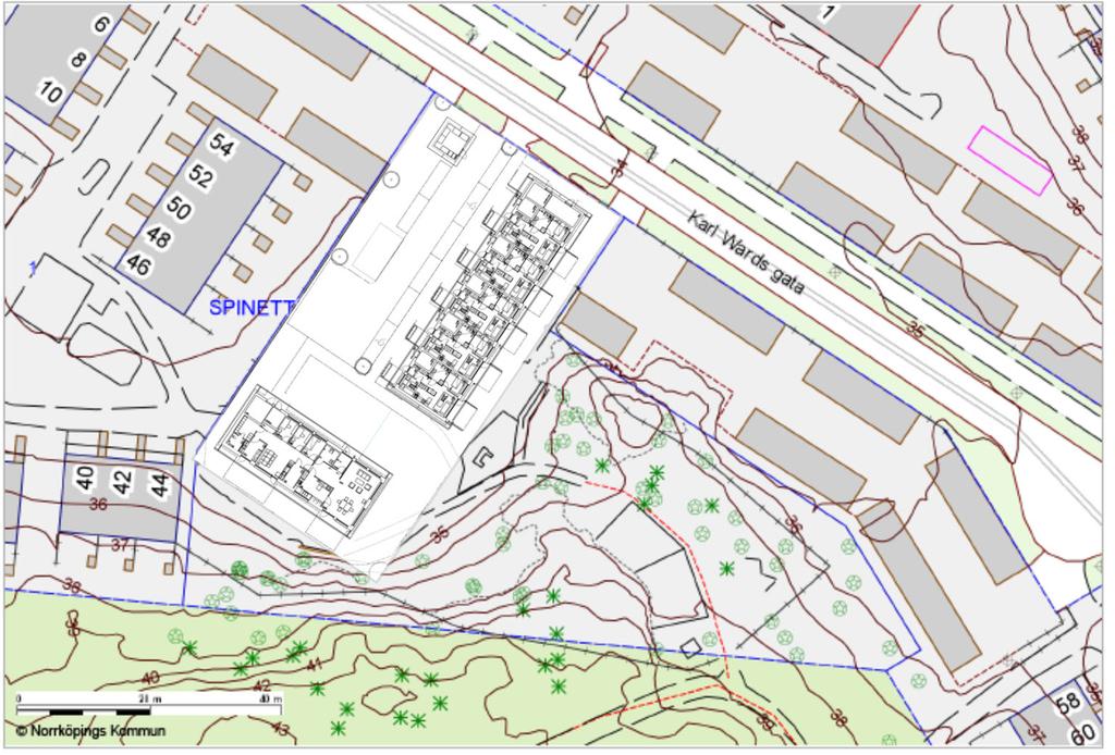 NORRKÖPINGS KOMMUN 12(23) komplementbyggnad vars area inte fastställts ännu. Angiven total byggrätt på 900 kvadratmeter bedöms räcka för det totala behovet av byggnader. Figur 9.