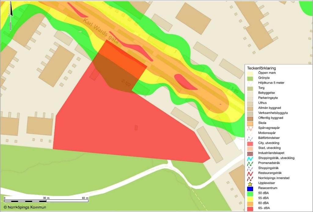 NORRKÖPINGS KOMMUN 15(23) Kollektivtrafik Den närmsta hållplatsen för kollektivtrafik, Torsten Fogelqvists gata, ligger cirka 400 meter från den nya detaljplanen.