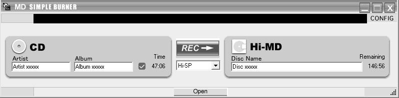Spela in med datorn (Standard mode) Starta MD Simple Burner genom att klicka på [Start] [All Programs]* [MD Simple Burner] [MD Simple Burner].