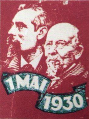 1 Mai 1930, avbildade på märket är troligen Christian Holtermann Knudsen och