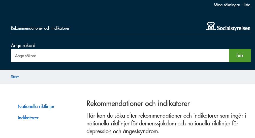 Söka rekommendationer och indikatorer på