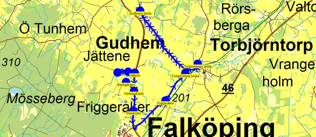 2018-08-16 15:45:33 Karta för Tur 613 M - F Entreprenör Vartofta buss Fordon 13 Buss 13 613 7.