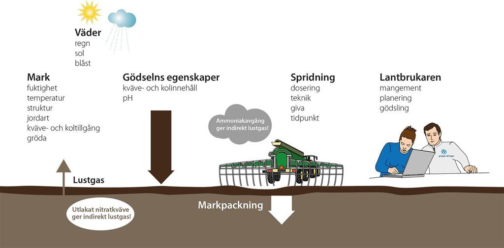 Påverkande faktorer, lustgas från