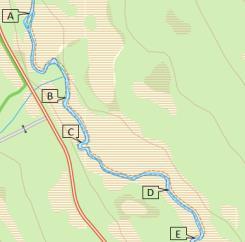 Figur 44. Området nedströms 22h. Figur 45. Området nedströms 22h. Sträckan mellan objekt 22 och objekt 23.