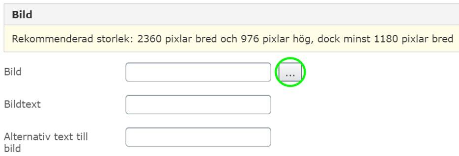 Lägga till bild 1. Om du vill lägg till en bild till en kurs eller en nyhet, klicka på ikonen med tre punkter. 2. Leta upp din bild i mappstrukturen.