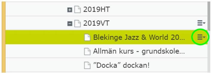 innehåll. För att kopiera en kurs så gör du på följande sätt: 1. Leta upp kursen du vill kopiera i trädstrukturen och markera den. 2.