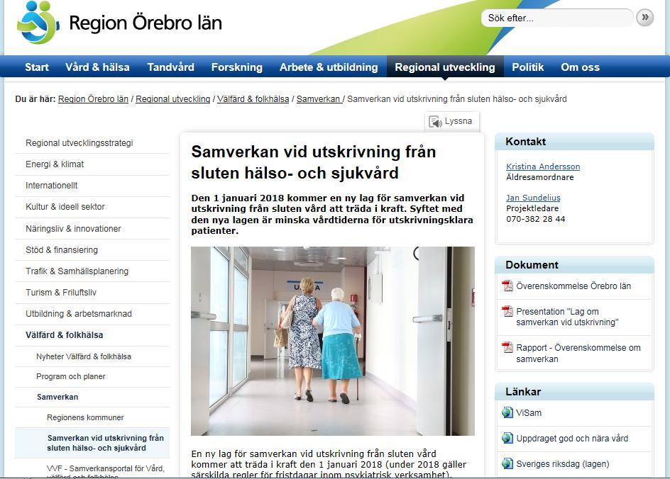 Hemsida - Samverkan vid utskrivning Länk till sida för det