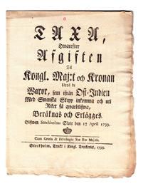 Gifwen Stockholm den 9 julii 1798. Stockholm, Kongl. Tryckeriet, 1798. 4:o. (4) s. Oskuren. 400:- 24 Taxa, hwarefter afgiften til Kongl.