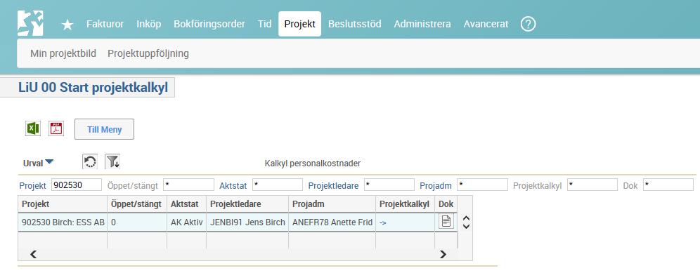 2017-01-13 22 Skapa projektkalkyl Ange projektnummer