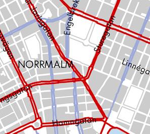 Cykeltrafik Stockholms stad har i sin cykelplan två typer av stråk, huvudstråk och pendlingsstråk (Figur 6).