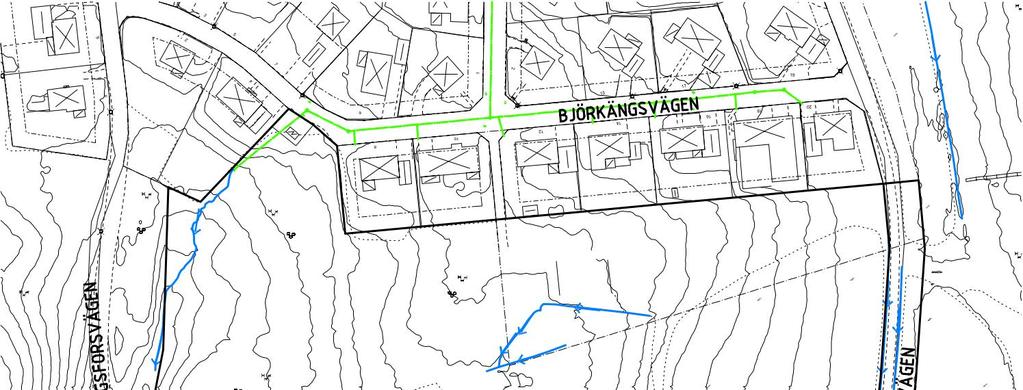 3.1 Avrinning inom området På östra sidan angränsar området mot en mindre grusväg, Hustomtevägen.