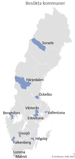 Fokusgrupper, kommunurval Kommun Kommuntup Storregion Argument a) Argument b) Argument c) Argument d) 1 Malmö Storstäder Syd Låg medelålder Hög Andel 2 Sorsele Landsbygdskommun Norra Norrland