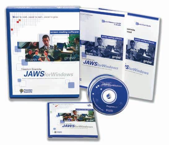hjälpmedelsprogram 19 JAWS Jaws Pro Art nr 7350037461637 Jaws Standard Art nr 7350037461620 Program för styrning av talsyntes och punktdisplay till Windows-program.