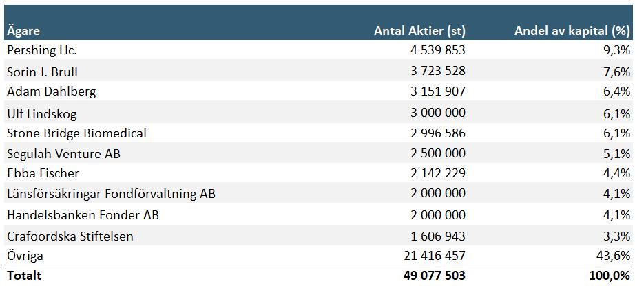 ägandeförhållande Aktiekapitalets