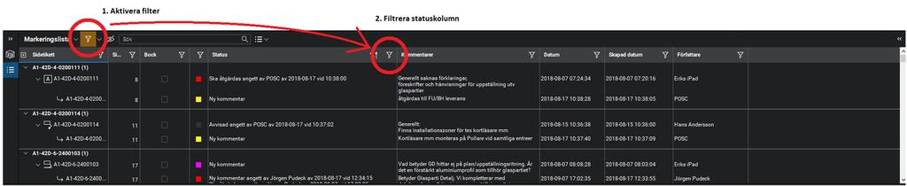 7. Filtrering i Bluebeam I