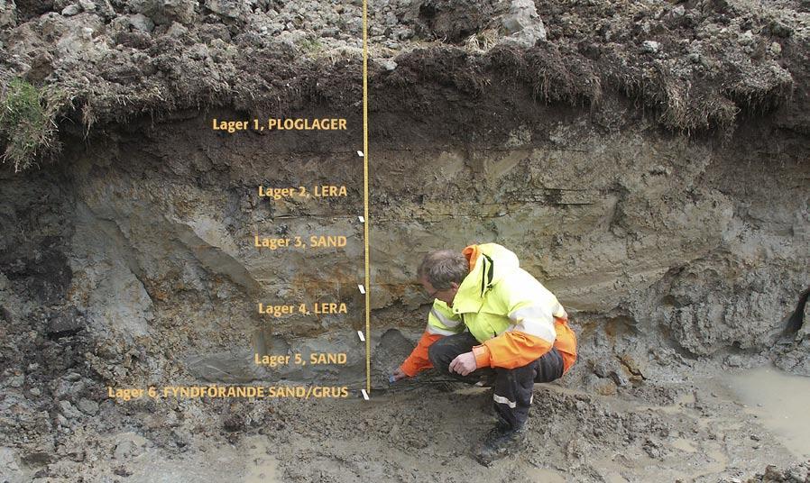 Foto: Glenn Johansson. Fig. 7. Profilen visar stratigrafin vid Eklanda.