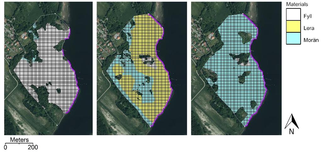 På grund av att få geosonderingar hade utförts i den sydvästra samt södra delen av området resulterade interpolationen i att leran i lager två sträckte sig hela vägen till områdets sydvästra gräns.