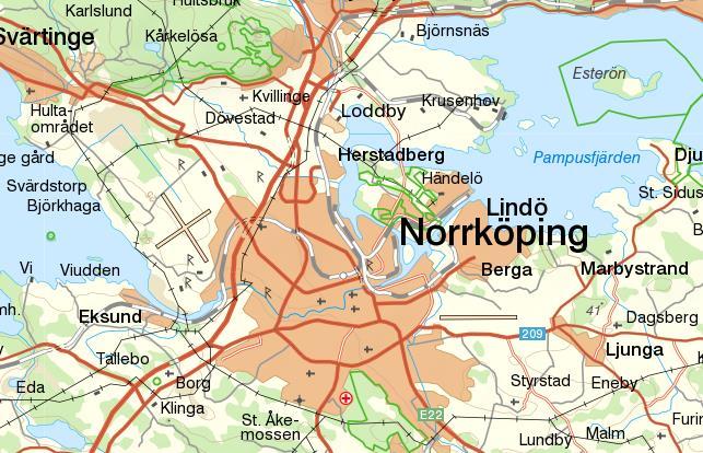 F. Nederbördsmängd och evapotranspiration I figur F1 nedan visas var SMHI:s mätstation för meteorologiska observationer i Norrköping är belägen.