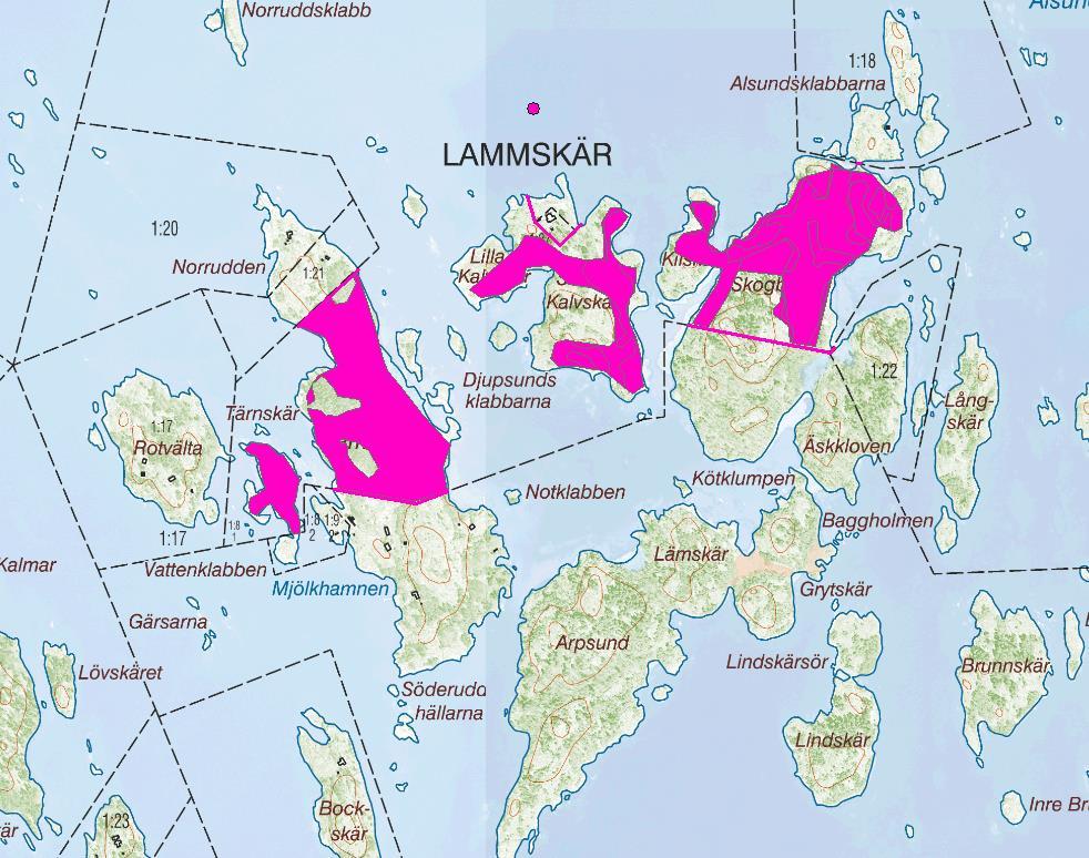 Bilaga 1 Kartor över åtgärder som fanns med i ansökan för delobjektet Sankt Anna-Lammskär, Tärnskär, Skogsböte, Stora och Lilla Kalvskär.