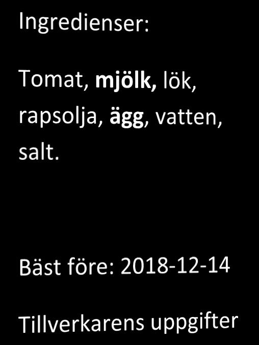 Förordning (EU) nr 1169/2011, artiklarna 8 och 16 förordning (EG) nr 178/2002, LIVSFS 2004:27 För dessa punkter bör du ha en plan: Hur garanterar verksamheten att märkning