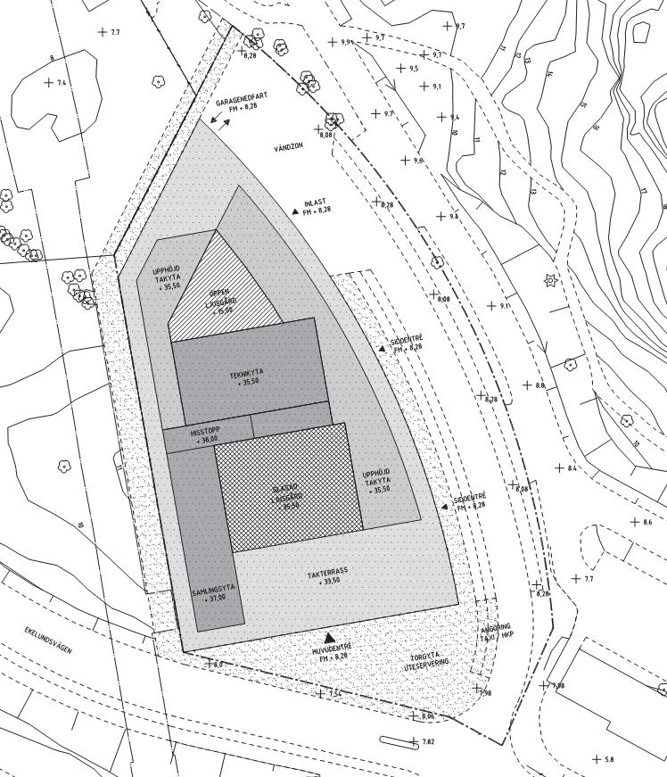 Sida 9 av 30 Figur 4-1. Situationsplan från Wingårds arkitekter, daterad 2018-04-17. Figur 4-2. Förslag till gatusektion för ny kommunal gata. Skiss från Wingårdhs daterad 2018-05-02.