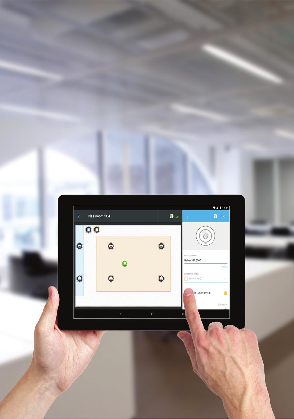 RoomSet konfigureras via en Androidplatta.