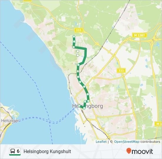 Riktning: Helsingborg Kungshult 15 stopp VISA LINJE SCHEMA 6 buss Tidsschema Helsingborg Kungshult Rutt Tidtabell: Måndag Helsingborg Centralstation Kungstorget 8, Helsingborg Helsingborg Biblioteket