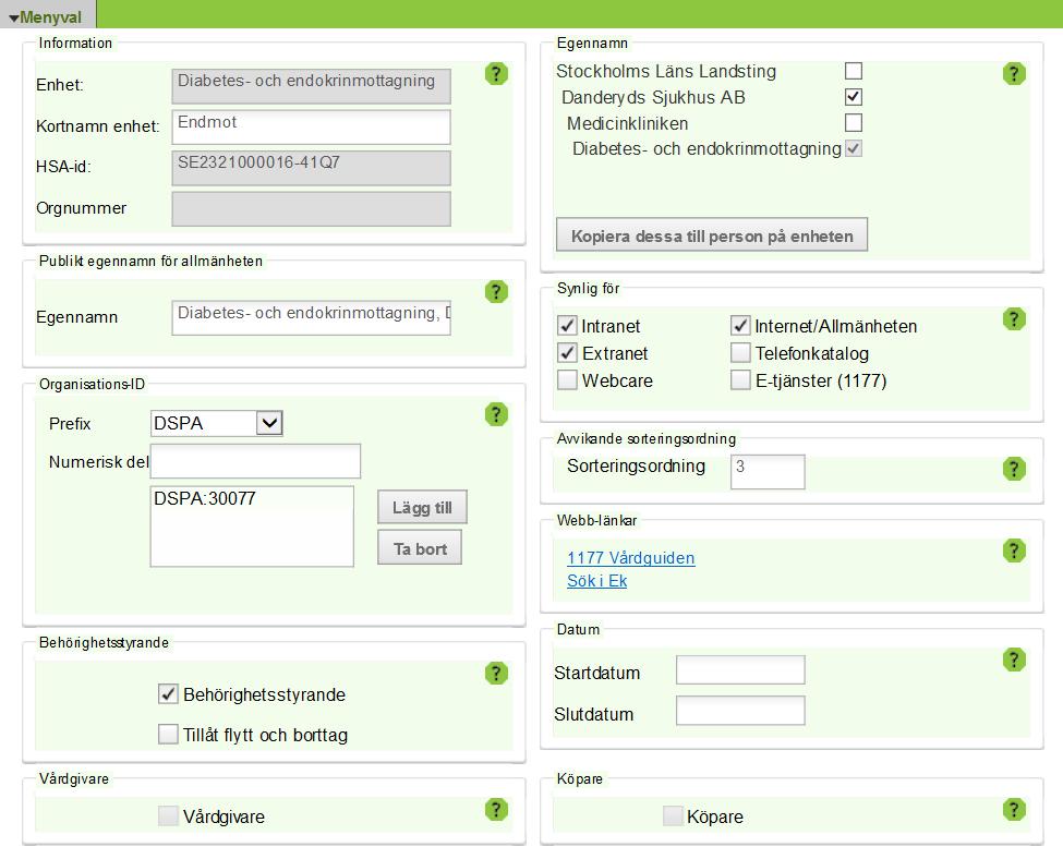 Enhet Under menyvalet Enhet hämtas uppgifter om enhetens namn. 2 3.