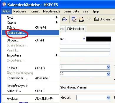 Figur 20. Bilden visar vad testperson 1 och 3 försökte göra för att lägga in händelsen. Bild tagen från FirstClass Client, Open text Inc. 8.1.0.1, Högskolan i Kristianstad, (2006-10- 11).