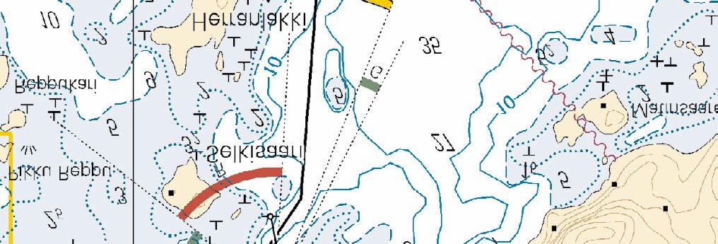 Ruovesi. Tarjanne. Siperia. Kabel. Kabeln går under farleden Tammerfors-Virdois (2.4 m). Kartmarkering. Finland. Kokemäkijoki watercourse. Ruovesi. Tarjanne. Siperia. Submarine cable.