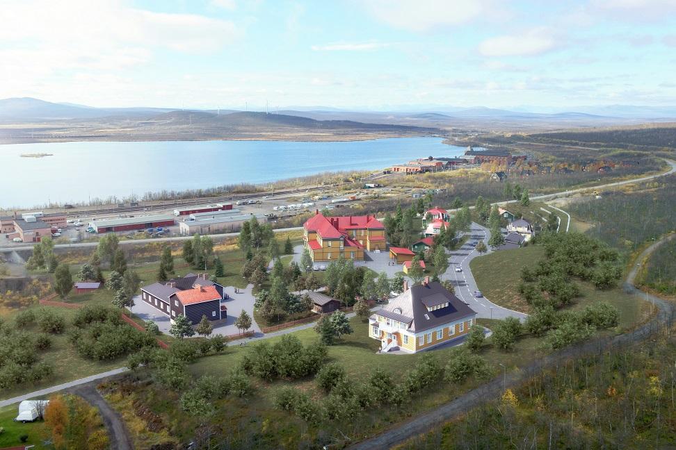 22 byggnader placeras i enlighet med Kirunas utvecklingsplan så att de ingår i ett medvetet sammanhang samtidigt