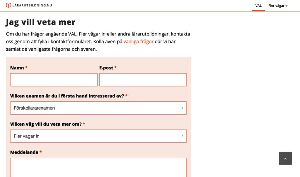 KONTAKTFORMULÄR Vi vill signalera att det går att få hjälp att hitta en