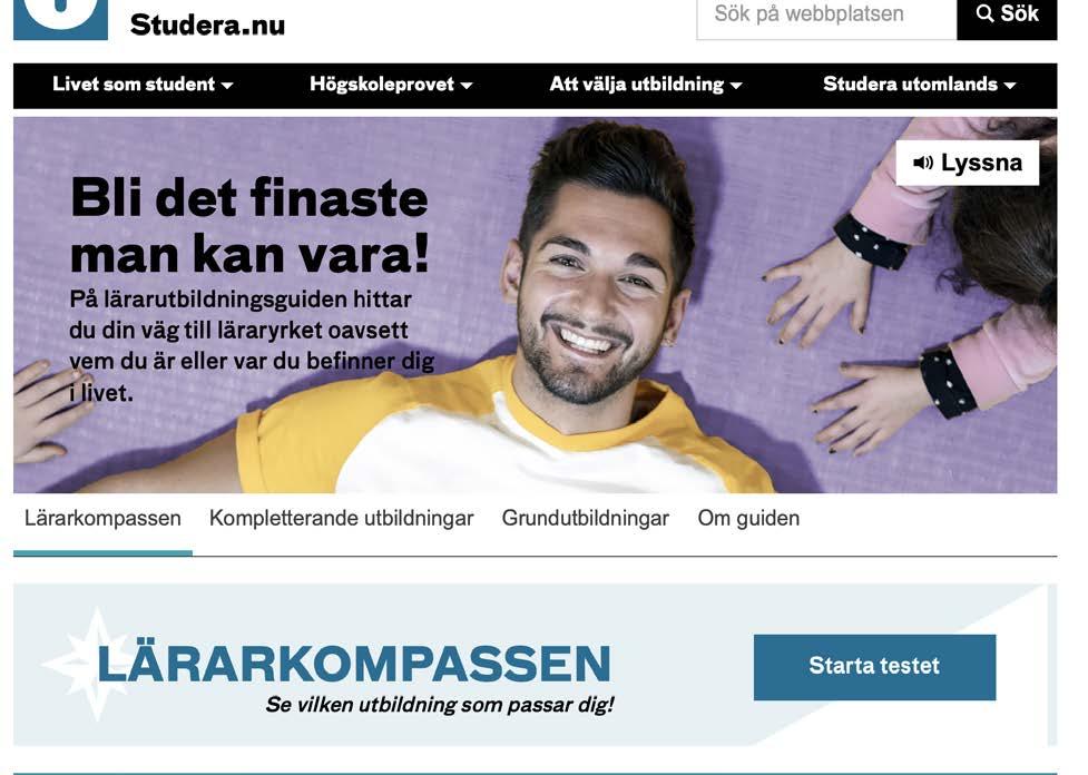LÄRARUTBILDNINGSGUIDEN, Detta är en webb för att hitta all lärarutbildning i Sverige.