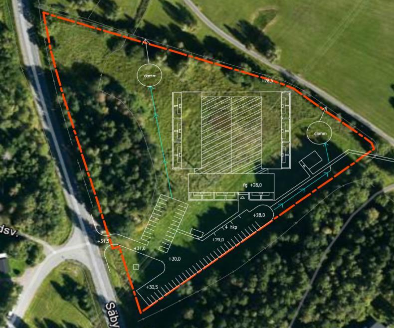 5. PLANERADE DAGVATTENÅTGÄRDER I området föreslås det att dagvattnet ska renas i 2 svackdiken och 2 dammar, Figur 4.