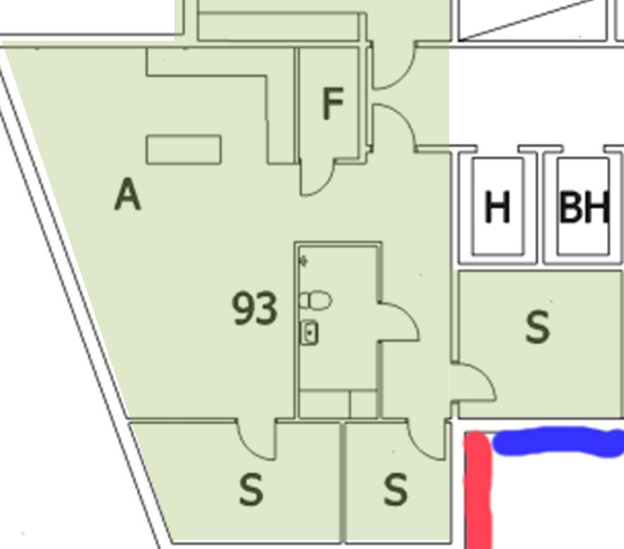 vänster om figuren. De två lägenheter som behöver ljuddämpad sida är grönmarkerade i figuren. 4.